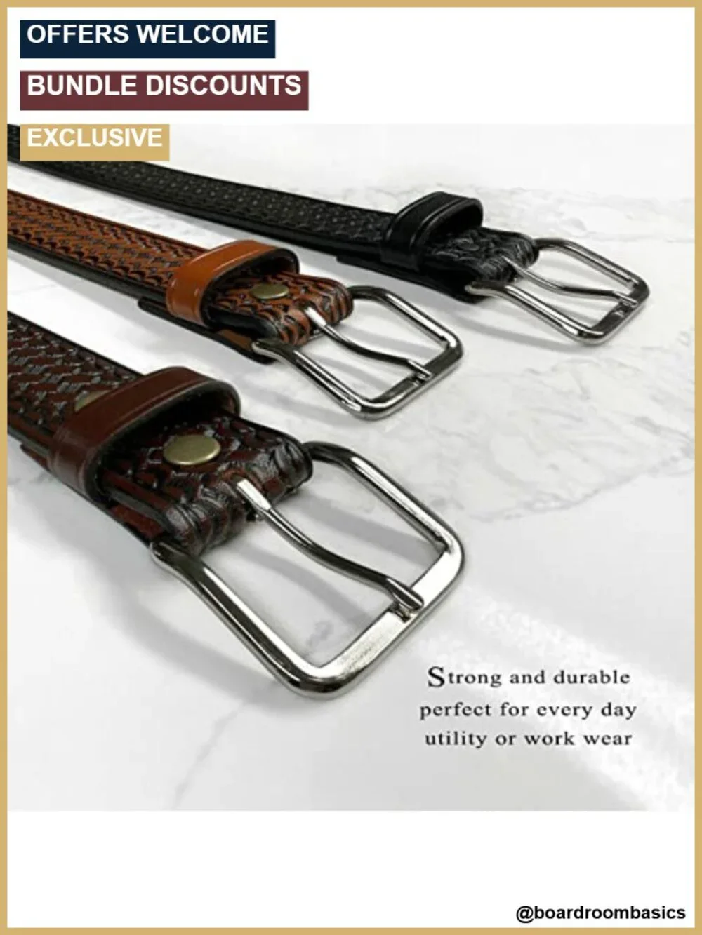 Genuine Leather Basketweave Work Belt 1.5